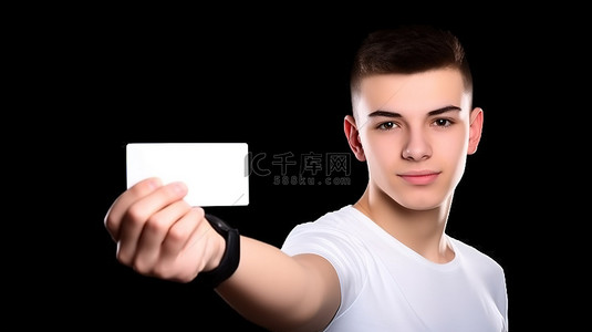 3d 青少年显示的空白卡