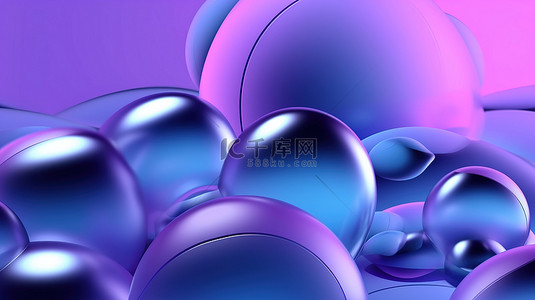 矢量格式的蓝紫色色调的渐变球气泡海报