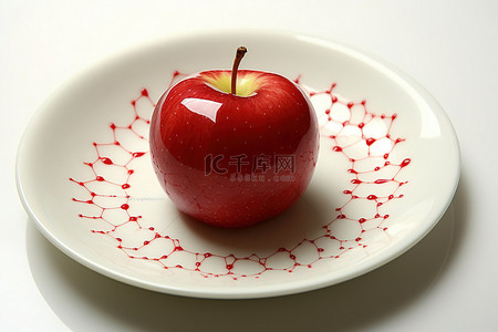 白盘上放一片苹果，上面有点