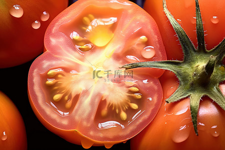番茄水果背景图片_近距离拍摄的番茄种子通常是黄色的