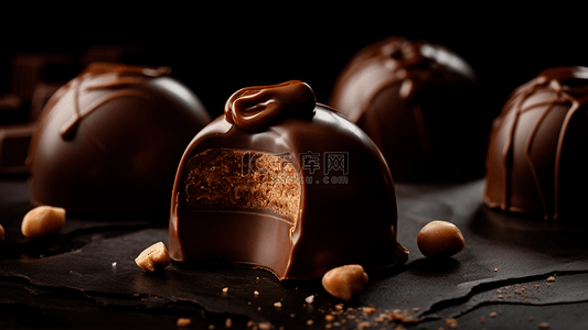 餐饮美食创意背景图片_巧克力甜品特写摄影广告背景