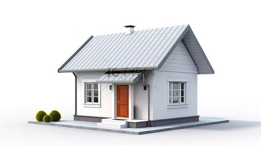 别墅背景背景图片_白色背景上带有剪切路径的小住宅的 3D 渲染
