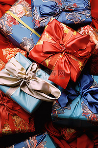 礼物新年背景图片_用鲜艳的颜色包裹礼物