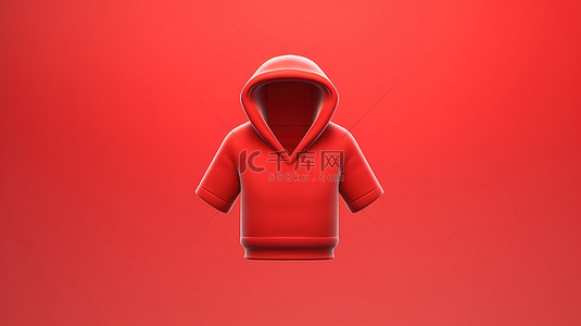 红色晾衣绳背景图片_具有标志性连帽衫设计的 3D 渲染红色背景按钮