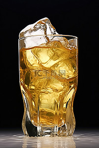 冰块和水背景图片_装有冰块和威士忌的玻璃杯