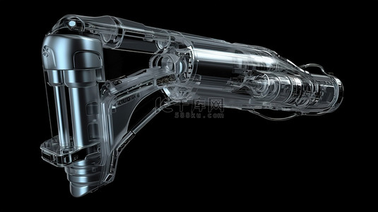 黑色工业背景图片_具有 x 射线功能的机械臂的孤立黑色背景 3d 渲染