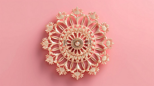 粉红音乐会背景图片_最小的 3D 产品展示，带有珊瑚粉色顶视图和古董金饰