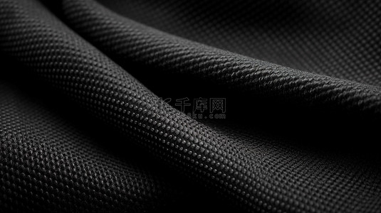 黑色编织织物纹理背景的 3d 渲染