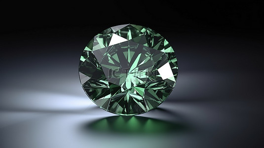 菱形蓝色背景背景图片_明亮的祖母绿钻石在 3D 渲染中的中性灰色背景下展示