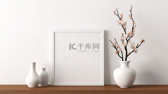 日本房子框架背景图片_时尚的日式框架装饰着白墙 3D 渲染图像的橱柜