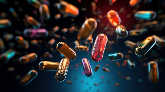 抗生素胶囊在医学背景上层叠3d 插图