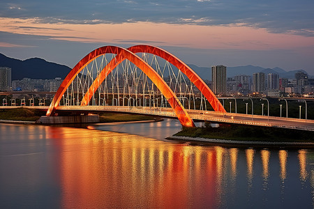 城市连接背景图片_连接韩国和朝鲜的现代江江大桥
