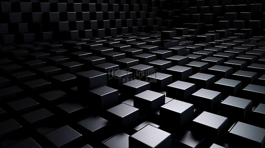 具有抽象黑色方块的表面的 3D 渲染