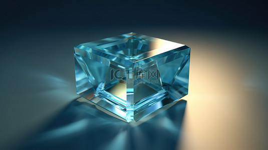海蓝背景背景图片_方形海蓝宝石的辐射 3D 渲染