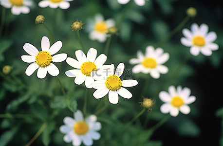 预防沂水背景图片_具有黄色中心的雏菊花因其镇静特性或有助于预防偏头痛的功效而闻名