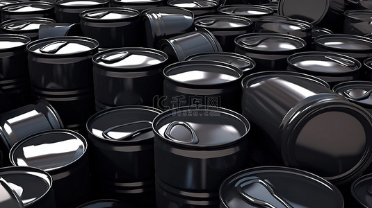白色污染的背景图片_石油工业 3d 渲染黑色涂漆钢罐装满燃料