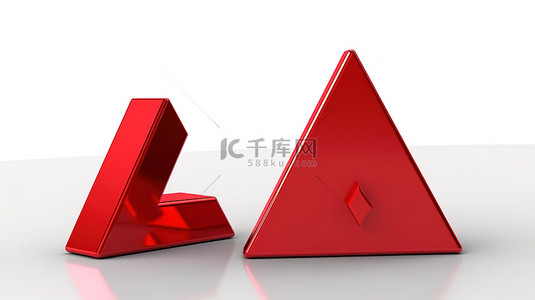 交通框背景图片_3d 插图隔离白色背景与红色三角形和问号