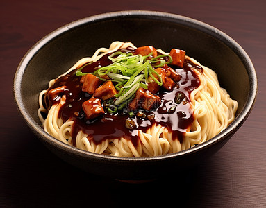 中国菜背景图片_面条中添加了蘑菇味