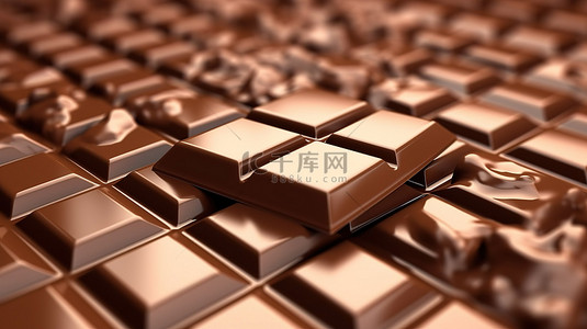 巧克力棒背景图片_背景上巧克力棒的 3d 渲染