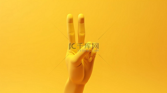 隔离在阳光明媚的黄色背景 3d 女性手上显示 ok 符号