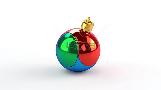 玻璃风格背景图片_白色背景上圣诞玩具的孤立 3D 插图