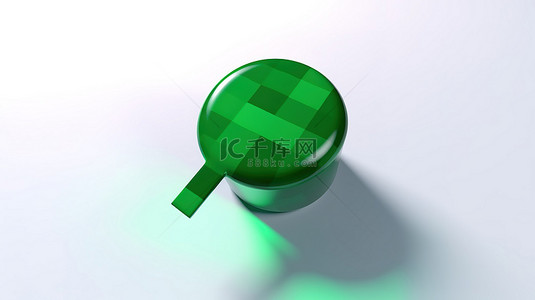 勾图标背景图片_3D 渲染和插图中的绿色复选标记图标象征着白色背景上的接受