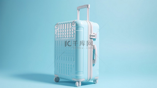 双流区旅游地图背景图片_淡蓝色背景下 3D 渲染的聚碳酸酯手提箱