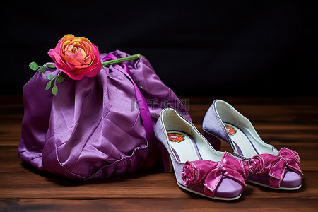 紫色鞋包玫瑰花