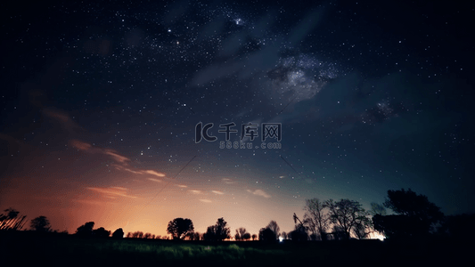 天空繁星背景图片_森林树木夜晚天空繁星广告背景