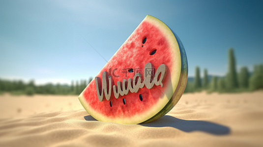 新语背景图片_3D 渲染的西瓜片，带有夏季问候语剪出的信息