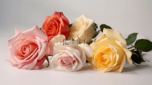 粉色花卉背景图片_多色玫瑰花的花束背景