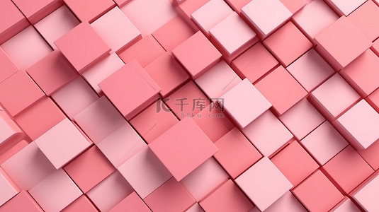 重复的方形支架图案简约粉色 3D 顶视图产品展示，具有简单的现代风格