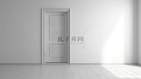打开的大门背景图片_带有打开的白色门的混凝土墙房间的 3D 渲染