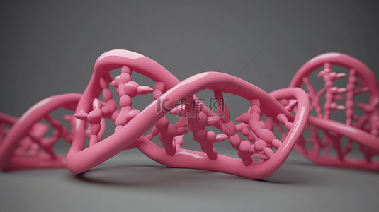 灰色背景与粉红色 3d DNA 渲染