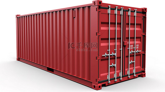 服务物流背景图片_红色服务交付货物集装箱，带剪切路径 3d 渲染