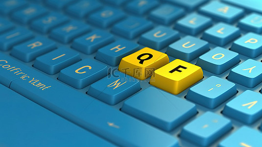 更改密码背景图片_重置您的密码 qwerty 键盘和 3d 蓝色背景上的黄色办公室贴纸