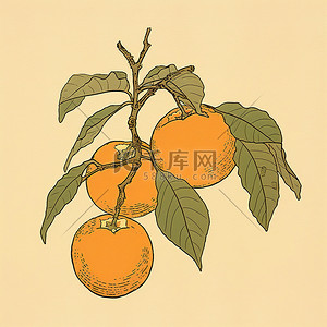 秋天柿子树背景图片_橘子和叶子