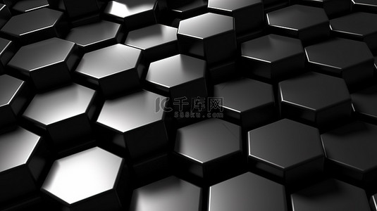 黑色六角形背景的 3d 渲染