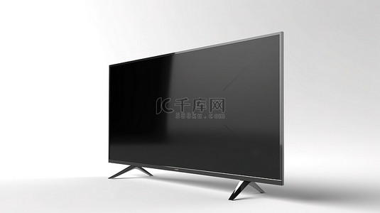 大屏幕展示背景图片_时尚的 LED 或液晶电视展示在原始白色背景 3D 渲染上