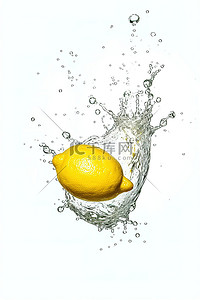 柠檬水滴背景图片_漂浮在水中的柠檬