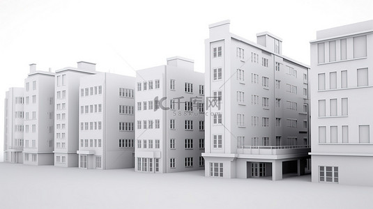 商业地产背景图片_空白画布中的白色建筑物 3d 渲染