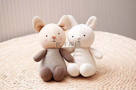 毛绒刺猬背景图片_可爱的婴儿玩具毛绒熊和兔子