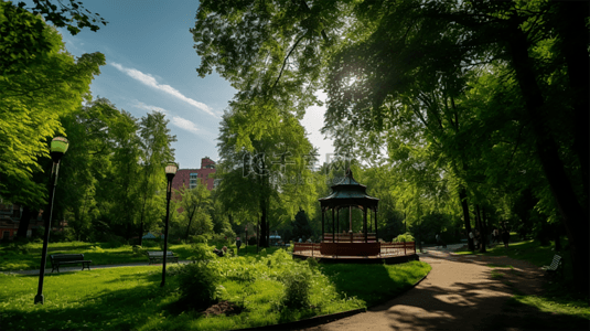 夏季中午城市花园高清摄影图