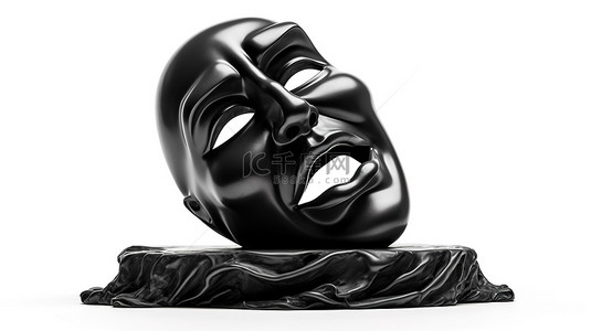 面具伪装背景图片_黑白恐怖剧院面具 3D 渲染杰作