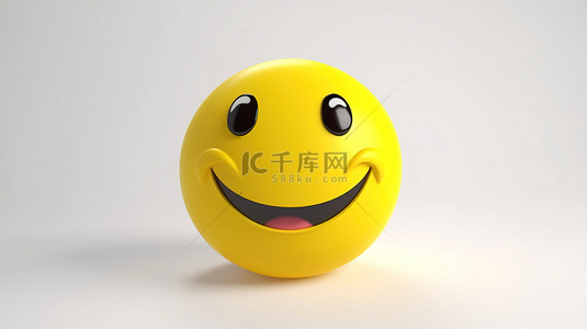 快乐的脸背景图片_快乐的表情符号在 3d 渲染在白色背景上