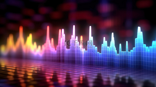 科技波形背景图片_抽象声波脉冲均衡器背景的 3d 插图