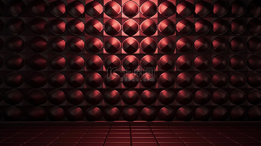 黑瓦红墙背景图片_深红色调的面板图案墙背景的引人注目的 3D 渲染