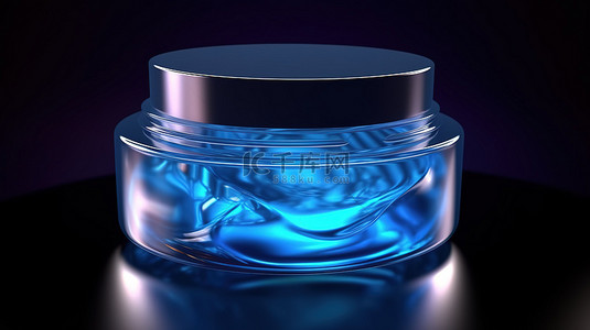 保湿蓝色背景图片_蓝色化妆品凝胶容器令人惊叹的 3D 渲染