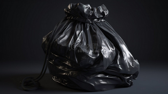 帆布袋子背景图片_黑色垃圾袋的 3d 模型