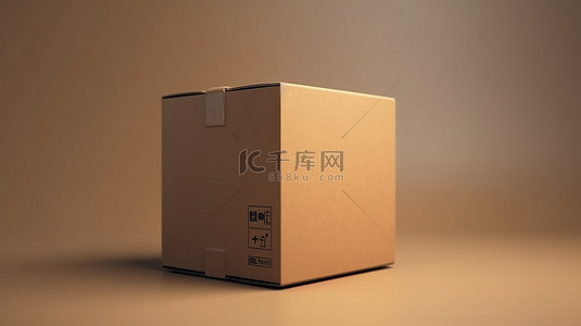 瓦楞包装样机背景图片_空纸板箱的 3D 渲染非常适合运送货物